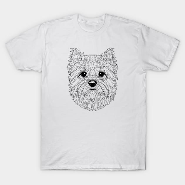 Geometric Yorkshire Terrier: Canine Line Art T-Shirt by AmandaOlsenDesigns